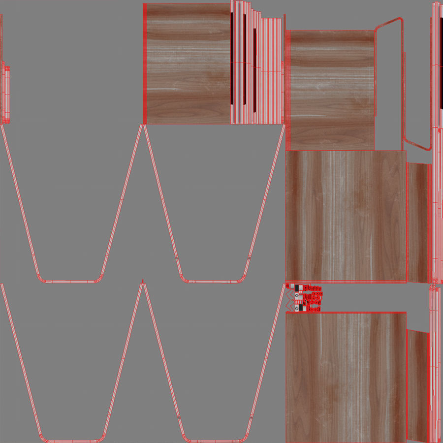  Student desk lowpoly 3D model  Low-poly 3D model_5