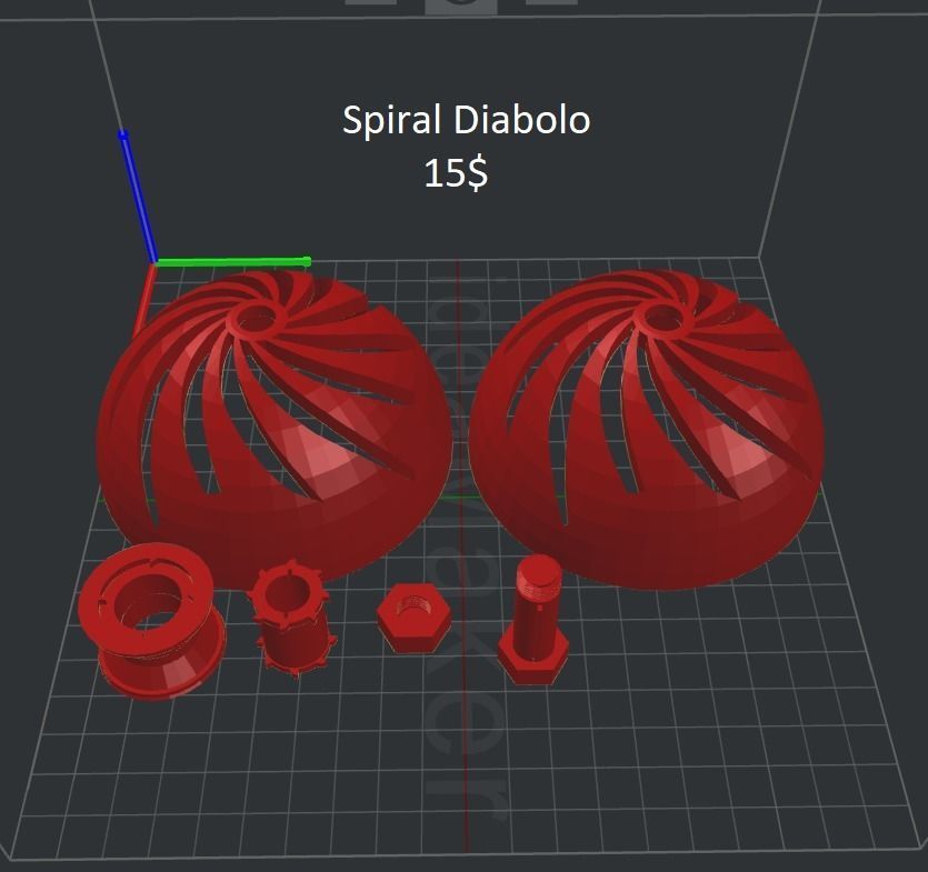 Spiral Diabolo 3D print model_3