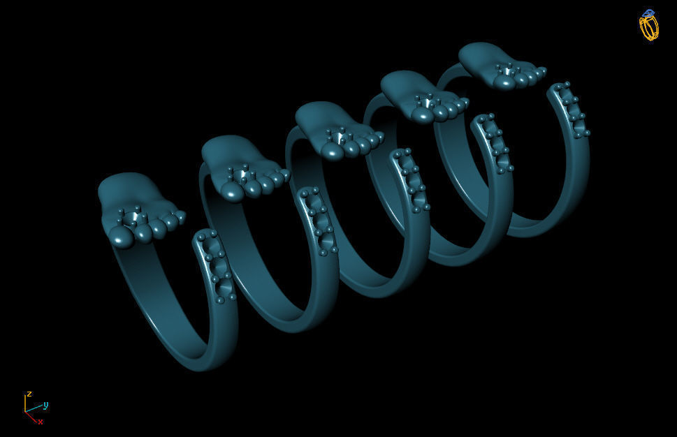 Baby Foot Ring R 0138 3D print model_8