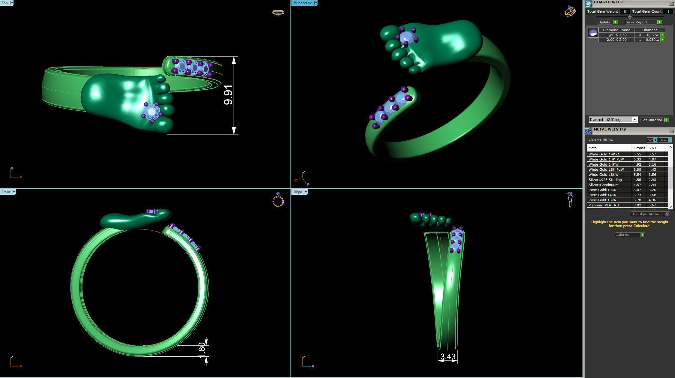 Baby Foot Ring R 0138 3D print model_4