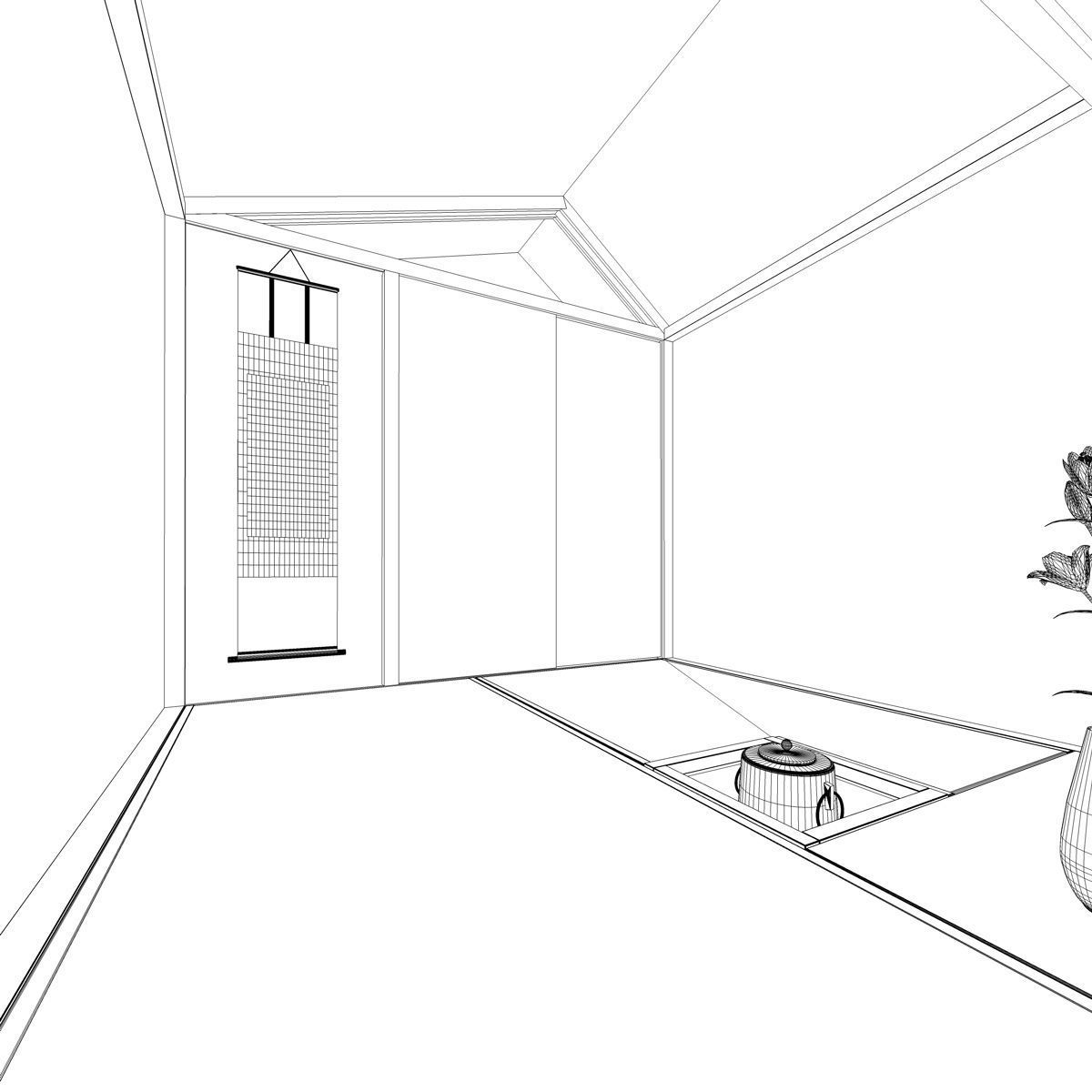 Modern Teahouse No 1 - Small ChaShitsu - tea house 3D model_8