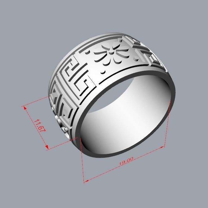 Women ring with ornament enamel 3dm stl 3D print model 3D print model_12