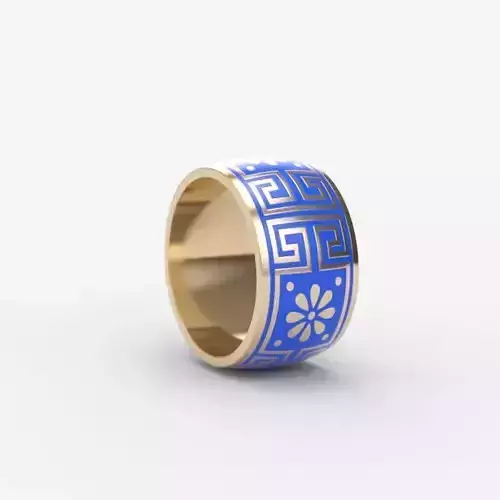 Women ring with ornament enamel 3dm stl 3D print model 3D print model  Women ring with ornament enamel 3dm stl 3D print model 3D print model