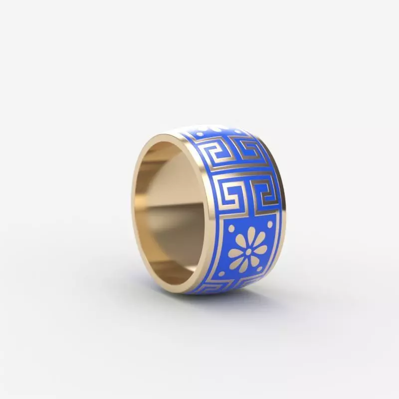 Women ring with ornament enamel 3dm stl 3D print model 3D print model_0