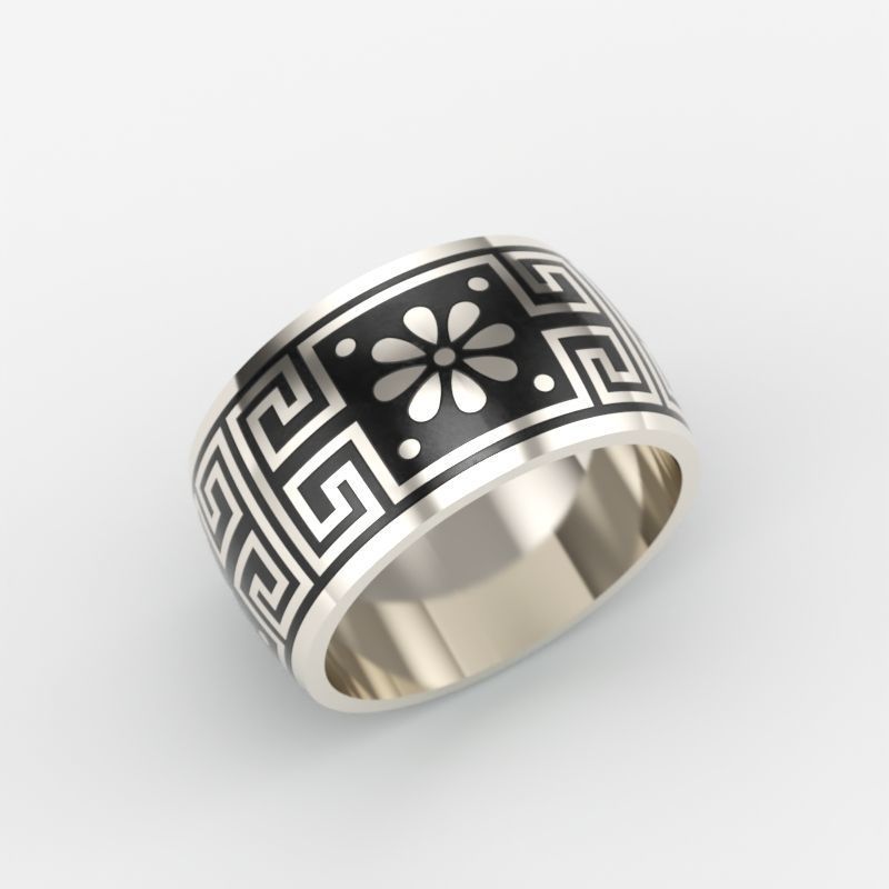 Women ring with ornament enamel 3dm stl 3D print model 3D print model_4