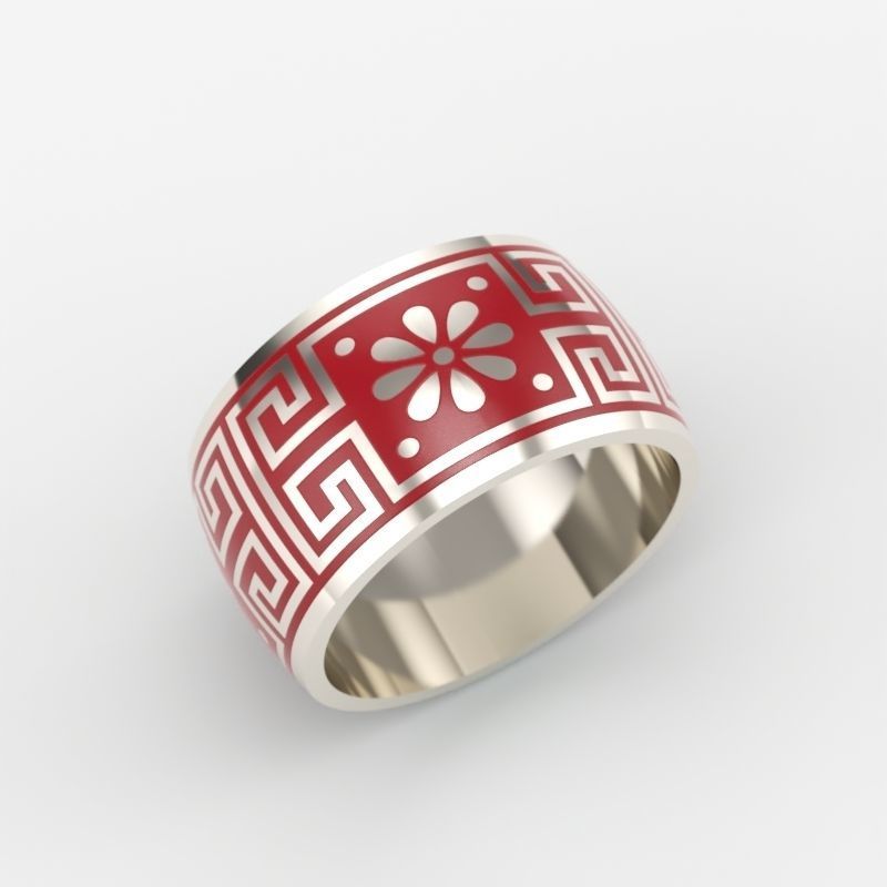 Women ring with ornament enamel 3dm stl 3D print model 3D print model_5