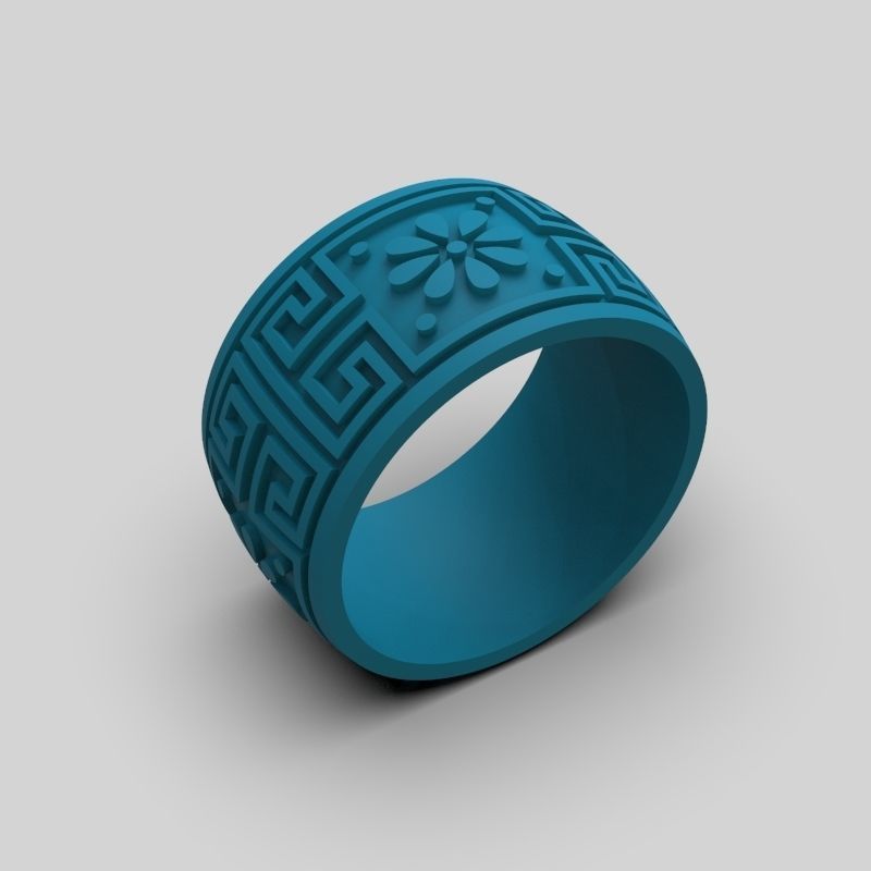 Women ring with ornament enamel 3dm stl 3D print model 3D print model_6