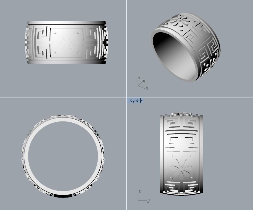 Women ring with ornament enamel 3dm stl 3D print model 3D print model_10