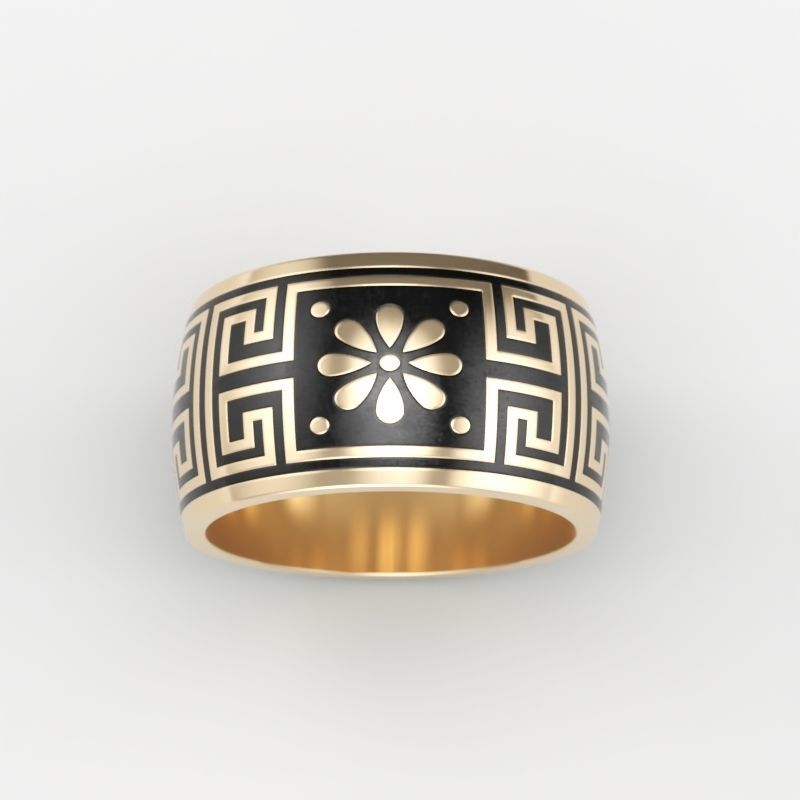 Women ring with ornament enamel 3dm stl 3D print model 3D print model_3