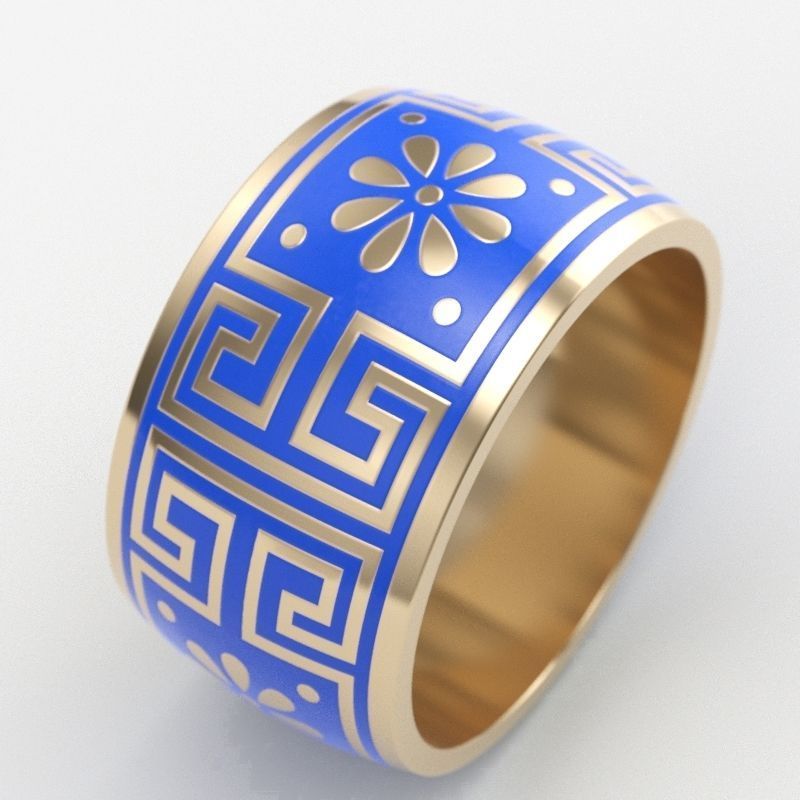 Women ring with ornament enamel 3dm stl 3D print model 3D print model_1