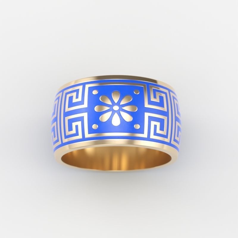 Women ring with ornament enamel 3dm stl 3D print model 3D print model_2