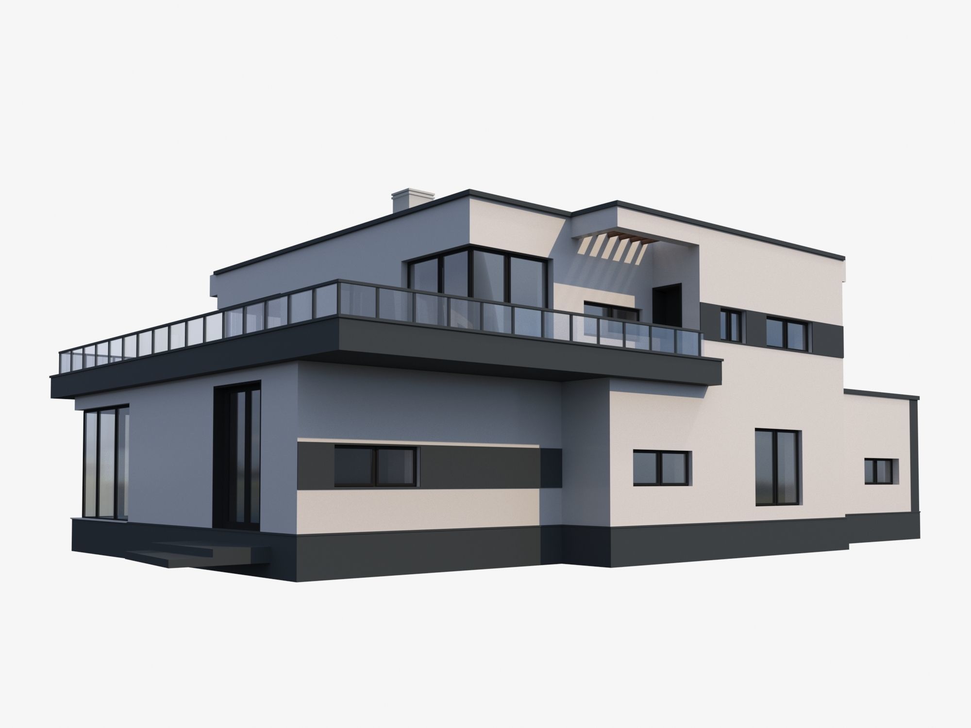 Modern House model Contemporary 3D model_2