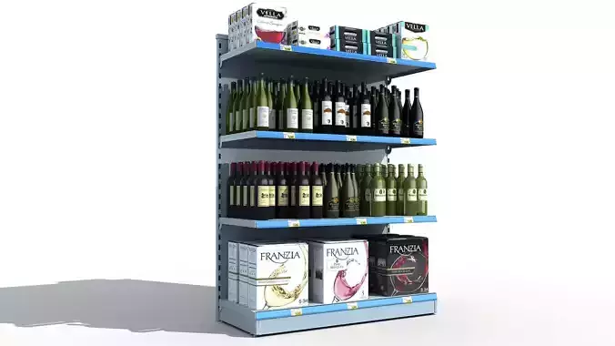 Supermarket Shelves Wine 3D model