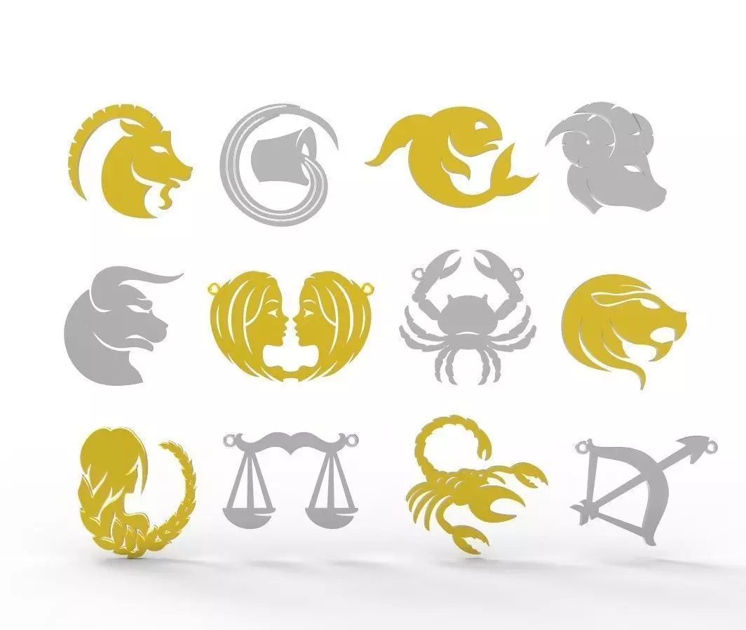 Zodiac sign pendants 3D print model