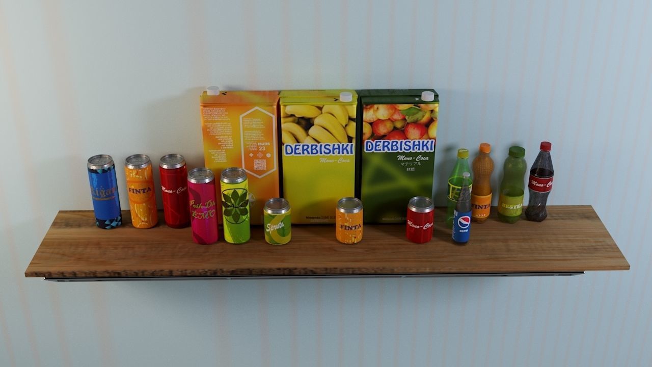 Set of bottles  3D model_4