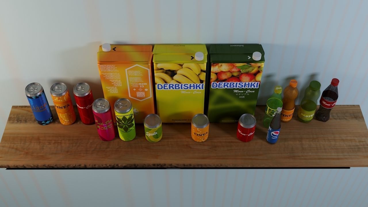 Set of bottles  3D model_2