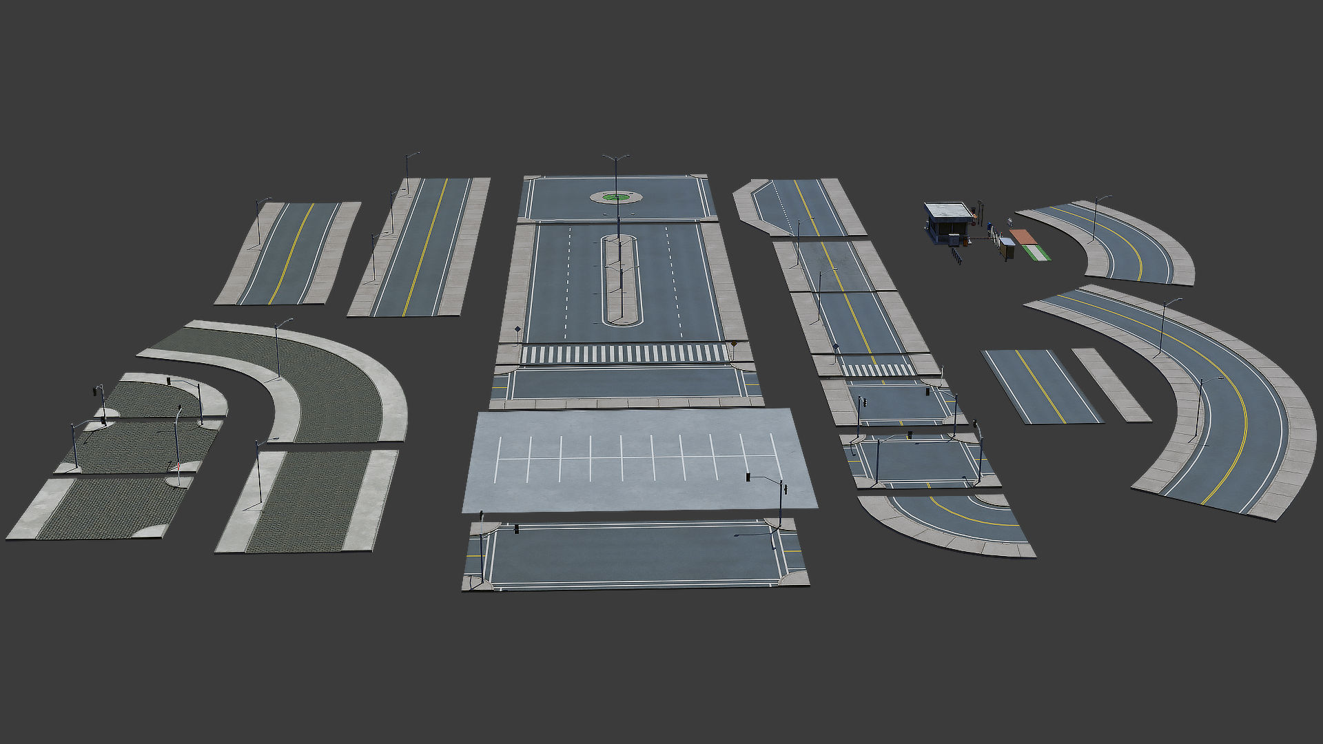 Road Pack - Extended Low-poly 3D model_2