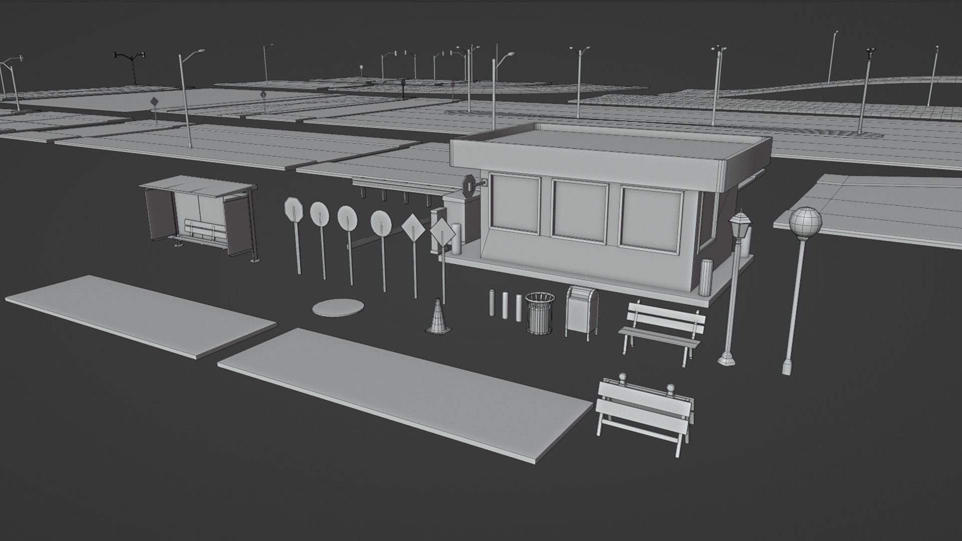 Road Pack - Extended Low-poly 3D model_30