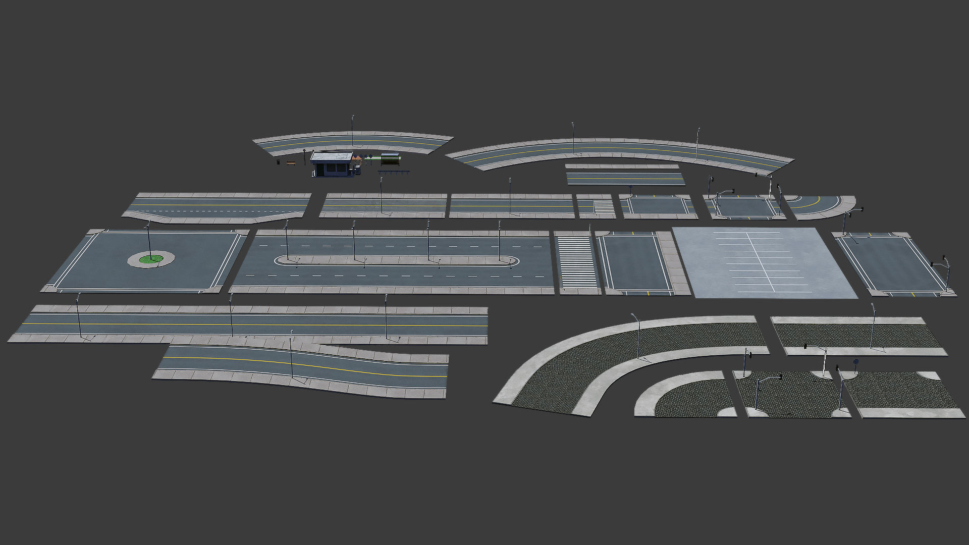 Road Pack - Extended Low-poly 3D model_3