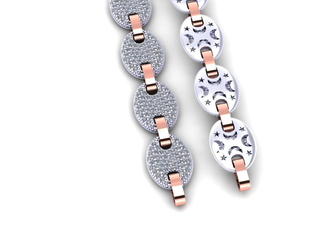 Chain bracelet gold  or silver  STL 3D model_2