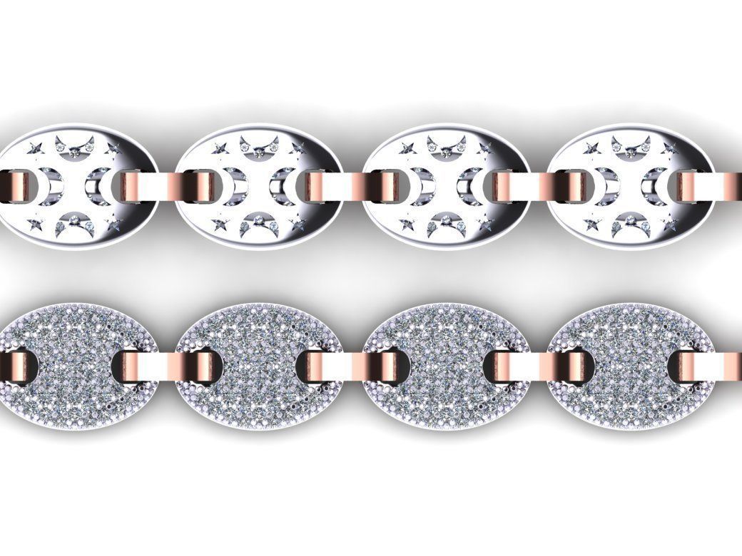 Chain bracelet gold  or silver  STL 3D model_4