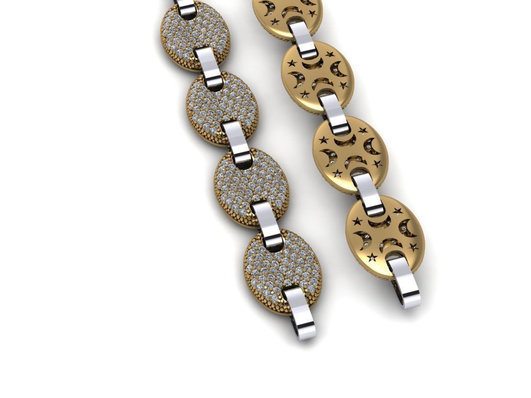 Chain bracelet gold  or silver  STL 3D model_3