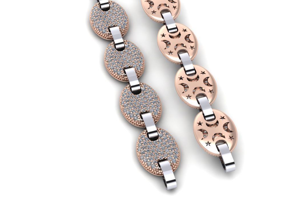 Chain bracelet gold  or silver  STL 3D model_1