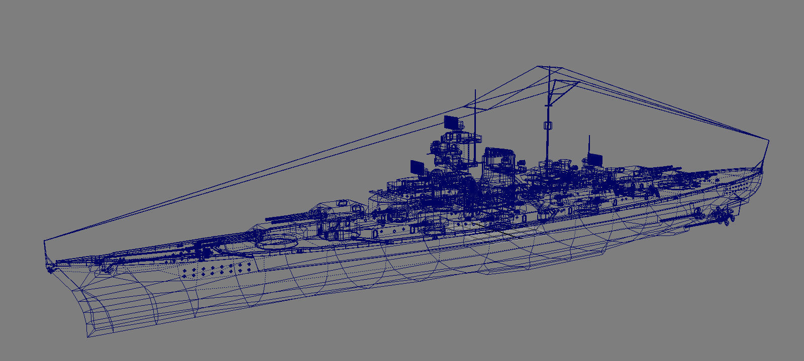 Bismarck ship with smoke Low-poly 3D model_5