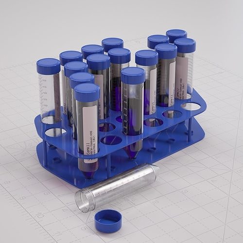 Laboratory Centrifuge Tubes and Holder Low-poly 3D model
