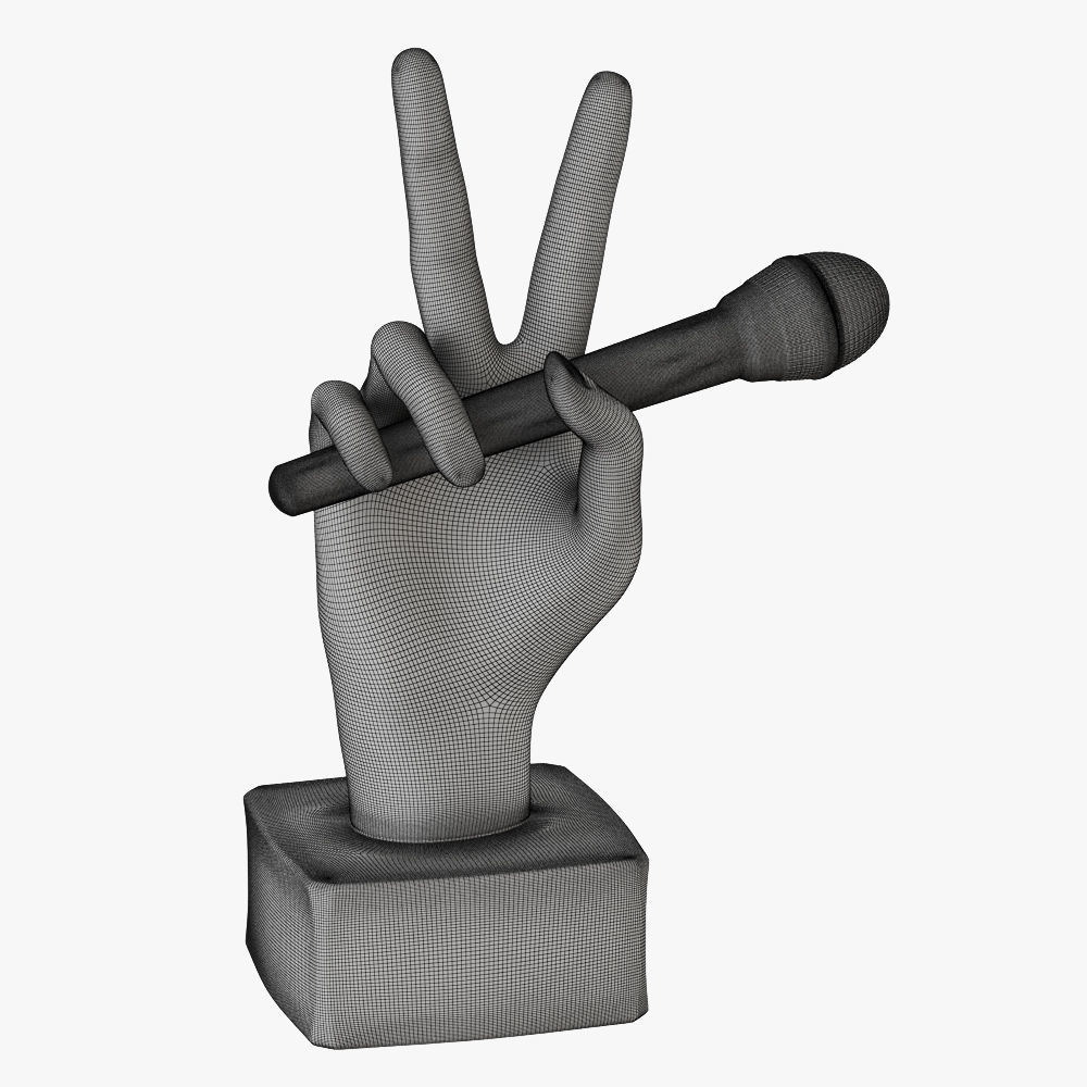 Figurine hand with a microphone 3D print model_6