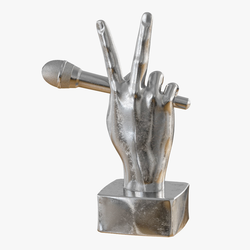 Figurine hand with a microphone 3D print model_2