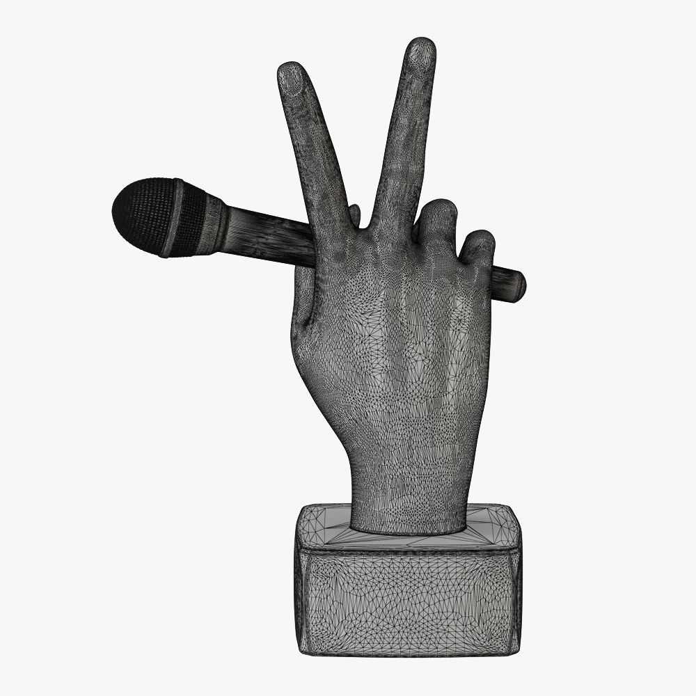 Figurine hand with a microphone 3D print model_5
