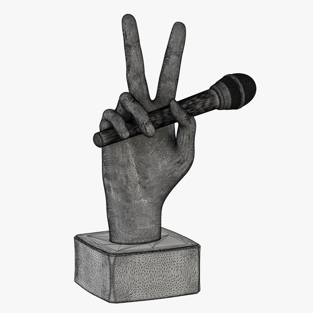 Figurine hand with a microphone 3D print model_4