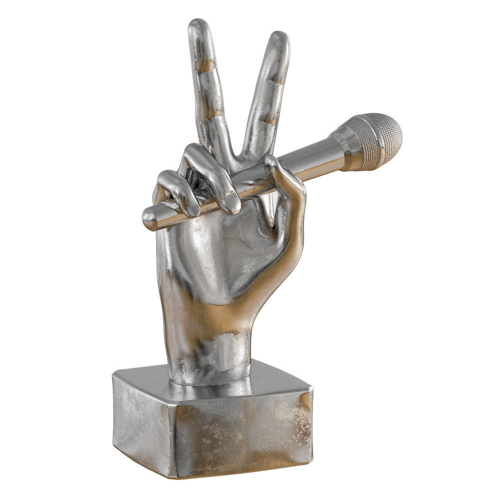 Figurine hand with a microphone 3D print model_1