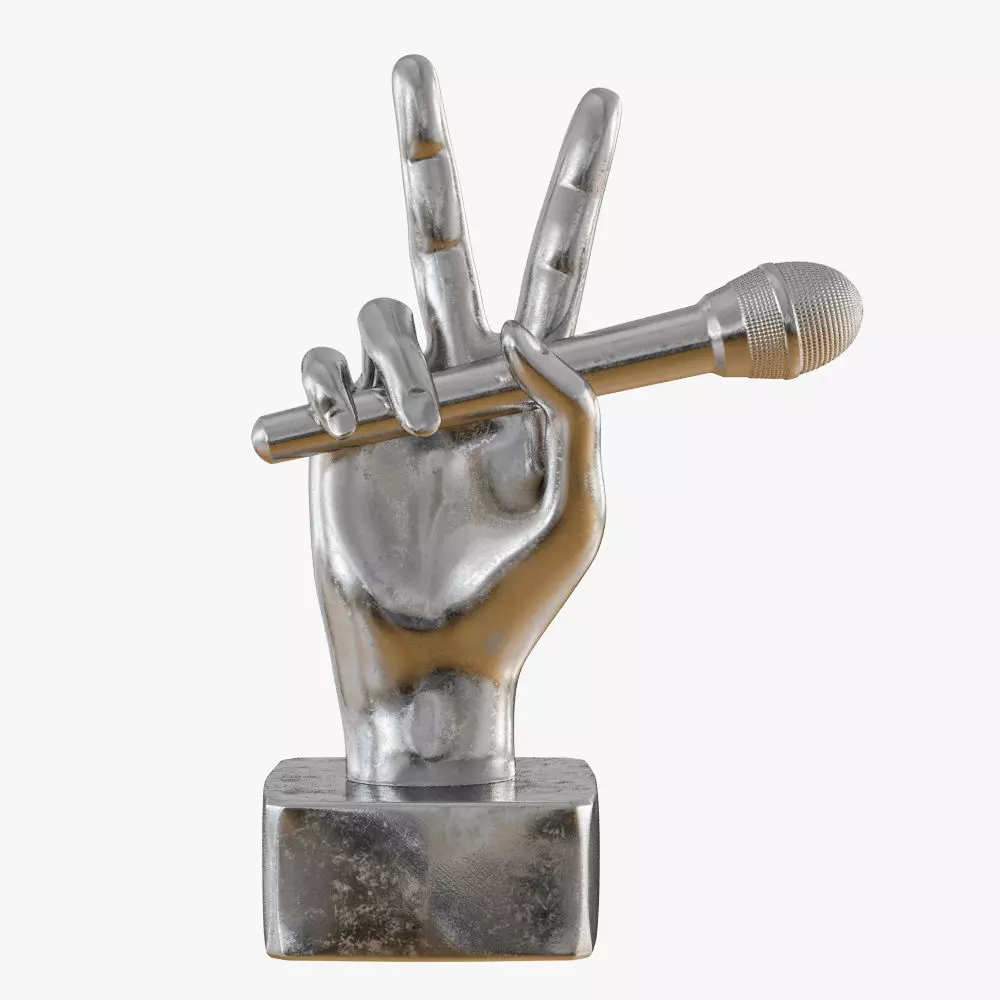 Figurine hand with a microphone 3D print model_0