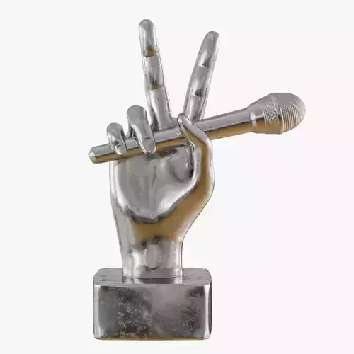 Figurine hand with a microphone 3D print model
