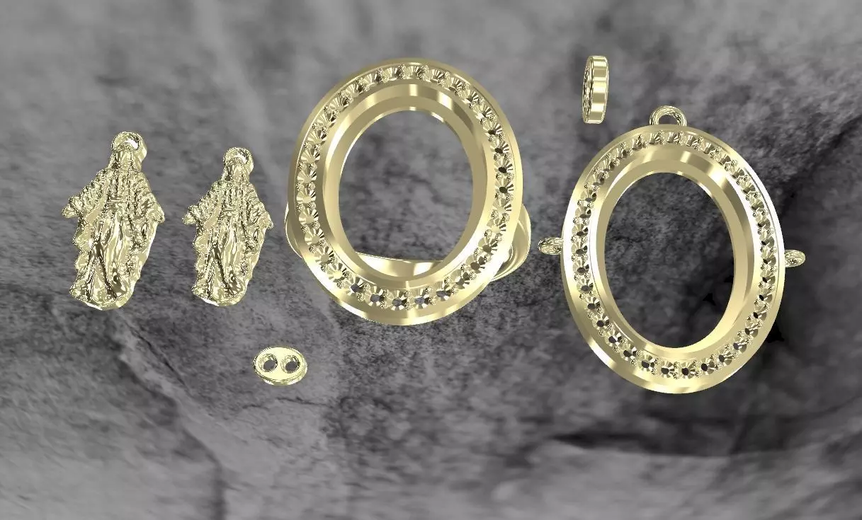 anello e ciondolo madonna 3D model_0