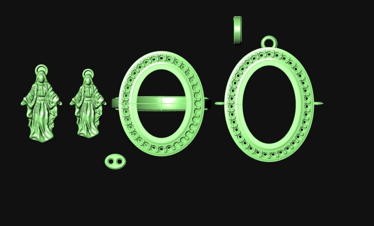 anello e ciondolo madonna 3D model_1