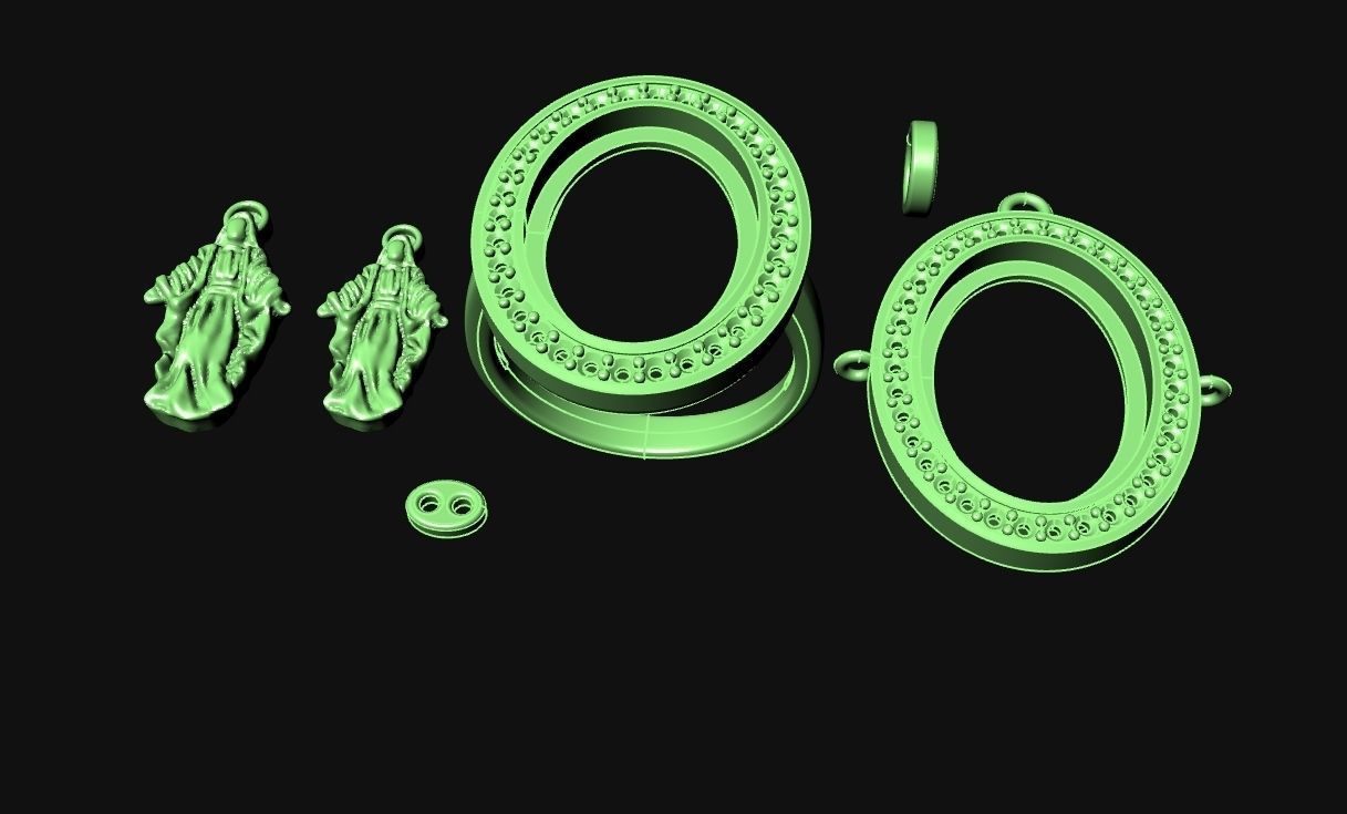 anello e ciondolo madonna 3D model_2