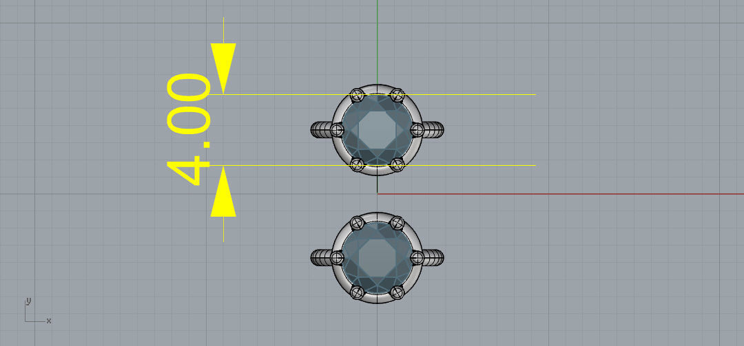 Earrings 3D print model three diamond stud 3D print model_2