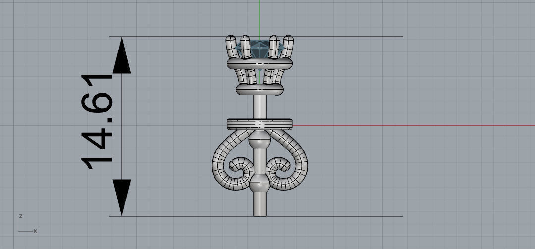 Earrings 3D print model three diamond stud 3D print model_1