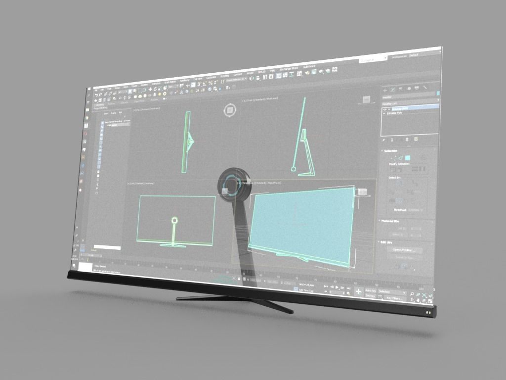 Sci-Fi Display Unit Low-poly 3D model_1