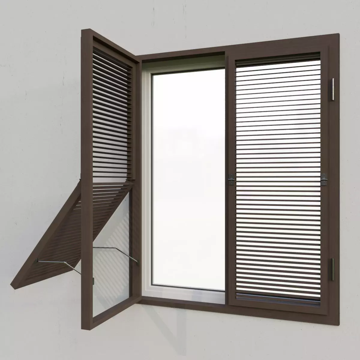 Shutters 6 open window with slats 3D model