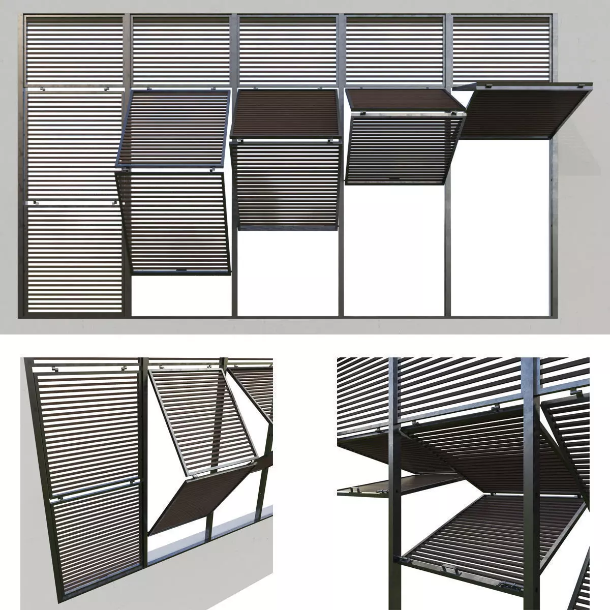 Shutters 7 slat wall design for windows and doors 3D model_0