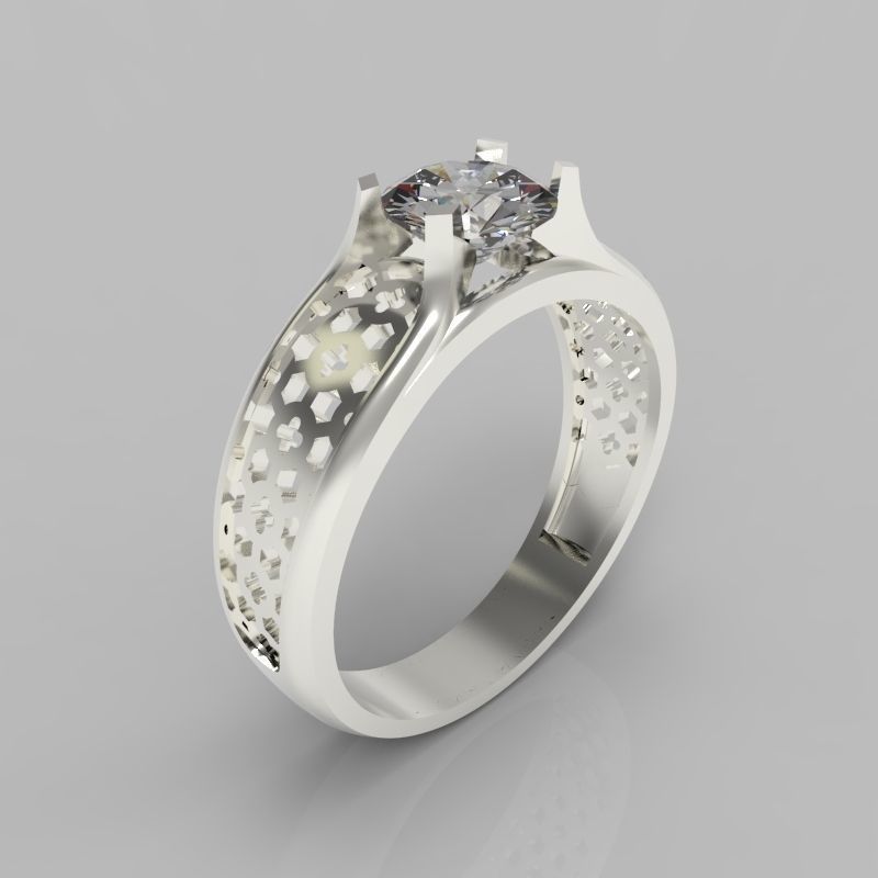 solitaire wedding engagement women ring  3dm stl  3D print model_12