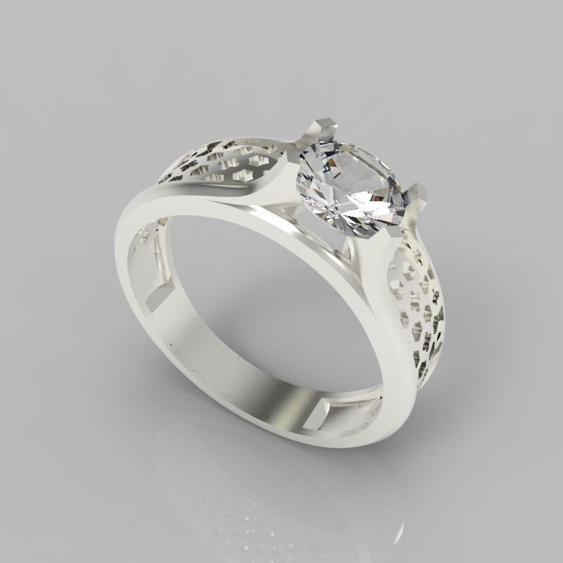 solitaire wedding engagement women ring  3dm stl  3D print model_11