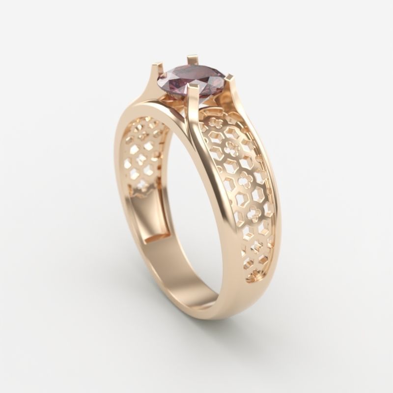 solitaire wedding engagement women ring  3dm stl  3D print model_5