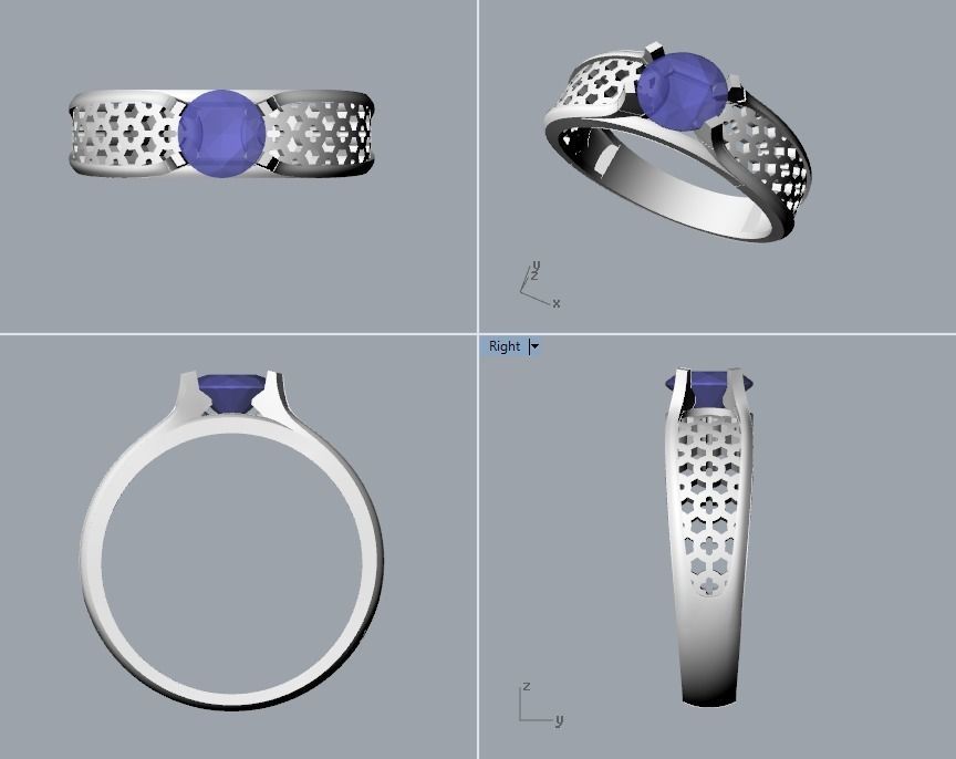 solitaire wedding engagement women ring  3dm stl  3D print model_16