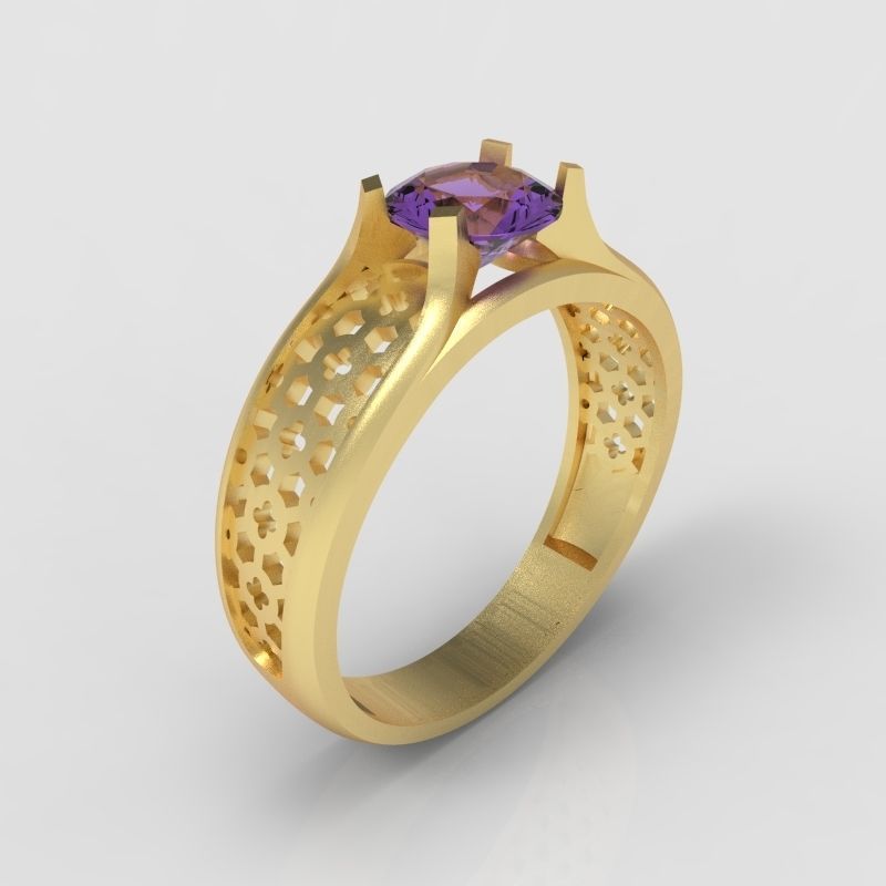 solitaire wedding engagement women ring  3dm stl  3D print model_13