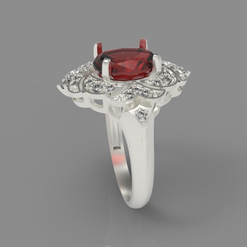 Women Gemstone ring design 3dm stl vintage 3D print model_9